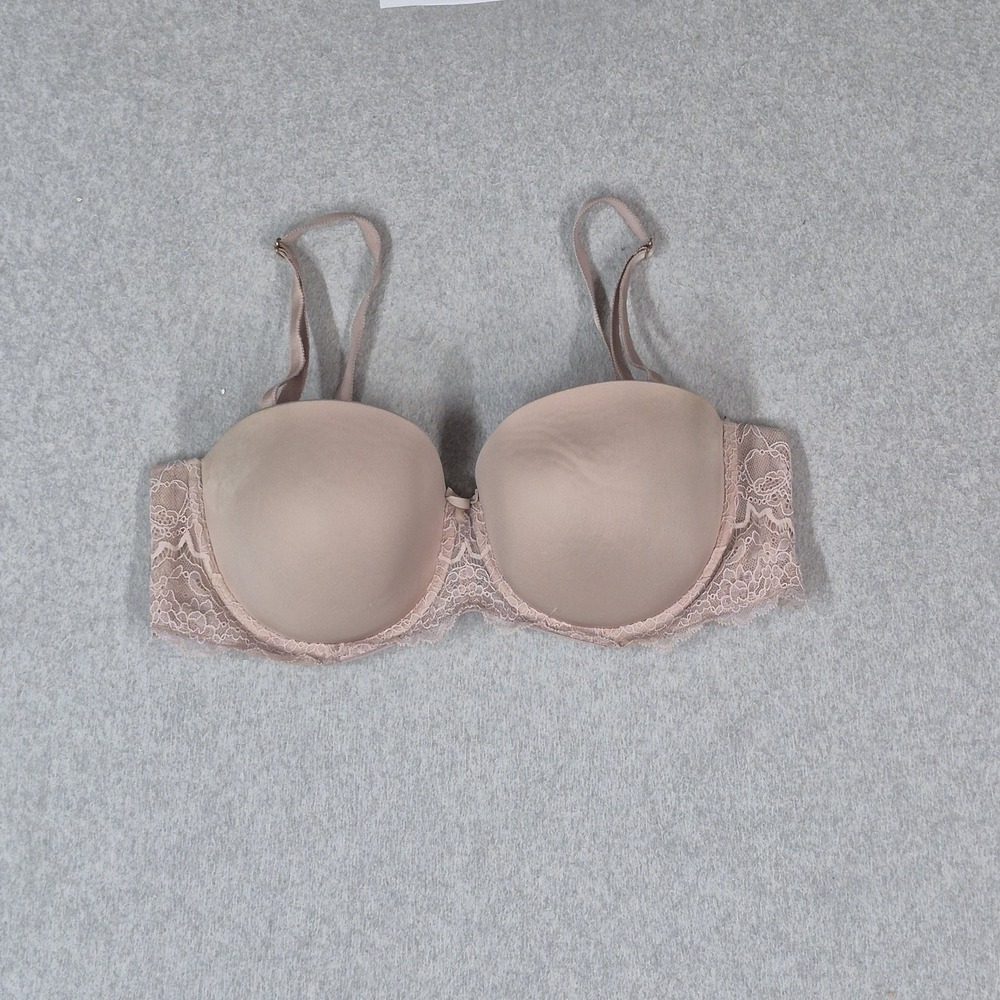 Victoria's Secret Women Bra 36D Beige Dream Angels T Shirt Underwired Lace